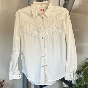 Levi's Ivory Fringe Button-Up Shirt size S